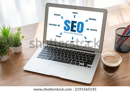 SEO search engine optimization for modish e-commerce and online retail business showing on computer screen