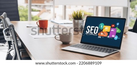 SEO search engine optimization for modish e-commerce and online retail business showing on computer screen