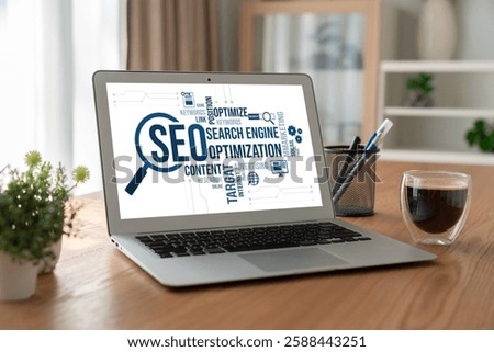 SEO search engine optimization for modish e-commerce and online retail business showing on computer screen