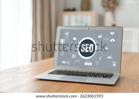 SEO search engine optimization for modish e-commerce and online retail business showing on computer screen