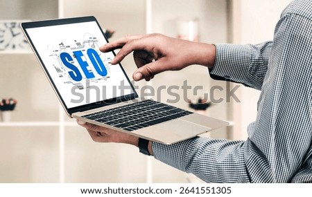SEO search engine optimization for modish e-commerce and online retail business showing on computer screen