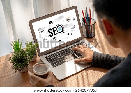 SEO search engine optimization for modish e-commerce and online retail business showing on computer screen