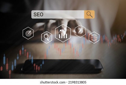 SEO or Searching Engine Optimizing on internet technology for business concept.