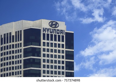 Seoul City, South Korea 18-November 2017. The Hyundai Motor Company Head Office Building.