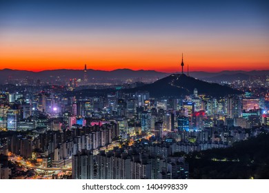 Seoul City In Sunrise South Korea 