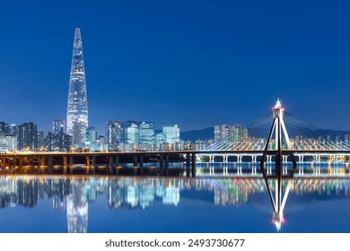 Seoul City at twilihgt han river South Korea - Powered by Shutterstock