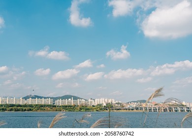 Seoul City View From Banpo Han River Park In Korea