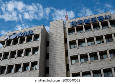 Seoul Headquarters Of The Korea Railroad Corporation(KORAIL) At Seoul Station. (Seoul, Korea. Oct. 18, 2019)