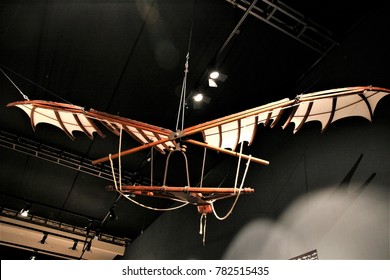 SEOUL, KOREA - December 13, 2017 : flying machine models of Leonardo da Vinci's 
