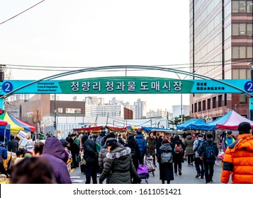 SEOUL KOREA, January 9, 2020 Cheongnyangni Fruits & Vegetable Wholesale Market Scenic Area.(Gyeongdong Market Is Traditional Korean Wholesale Market.)