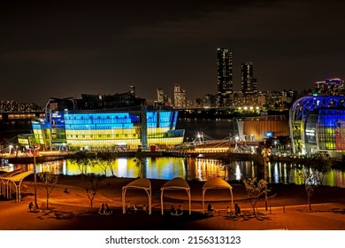 Seoul, Korea, May 15th, 2022.  Hangang  River Park Night View. (korea Name : Some Sevit)