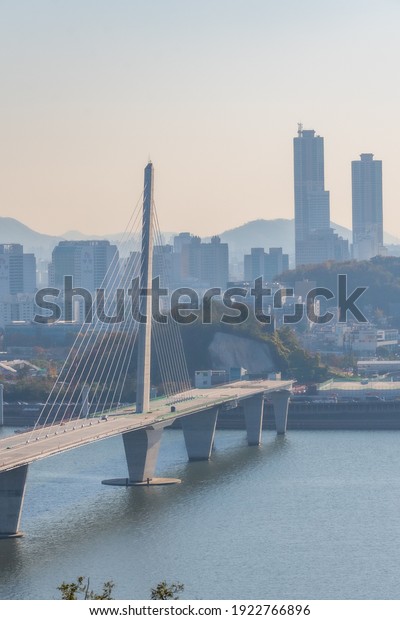 SEOUL, KOREA, NOVEMBER 9, 2019: World cup bridge in\
Seoul, Republic of Korea
