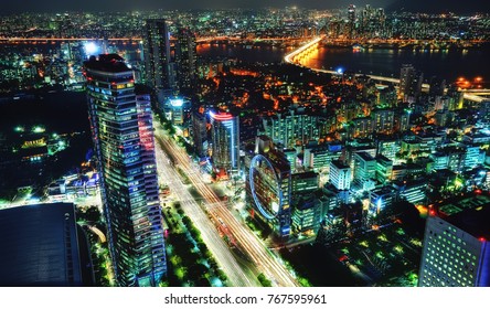 Seoul Night Aerial Korea