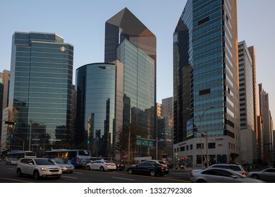 Seoul, South Korea - January 13 2019: The Office Buildings In Seocho District In Gangnam.