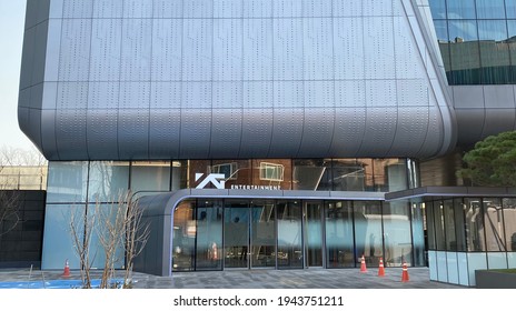 Seoul, South Korea - March 23 2021: YG Entertainment New Headquarters Facade.