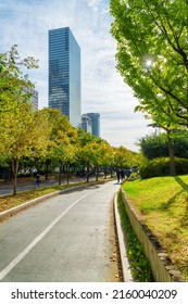 Seoul, South Korea - October 15, 2017: Autumn View Of Scenic Boulevard In Yeouido Park Of Seoul, South Korea. Yeoui Island Is The Main Finance And Investment Banking District Of Seoul.