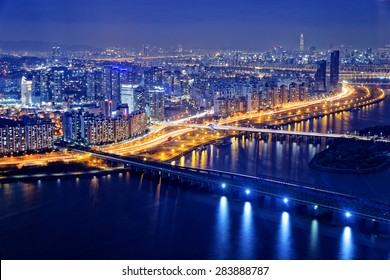 Seoul Tower And Downtown Skyline At Night, South Korea