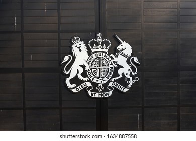 Seoul,Korea - 10.01.2020 : The Gate Of The British Embassy In Seoul Is Engraved With A British Royal Seal.