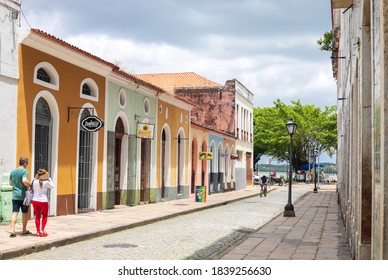São Luís/Maranhão/Brasil - SEP 05 2020: Colonial Houses on Portugal Street