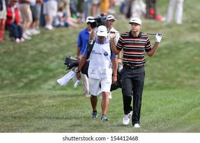 Sep 15, 2013; Lake Forest, IL, USA; Nick Watney Approaches The Ninth Green During The Third Round Of The BMW Championship At Conway Farms Golf Club.