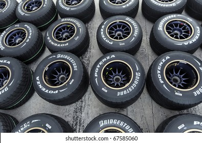 SEPANG, MALAYSIA - APRIL 1 : Tire Of The Formula One Car In Petronas Formula One 2010 At Sepang Circuit. April 1, 2010 In Sepang, Malaysia