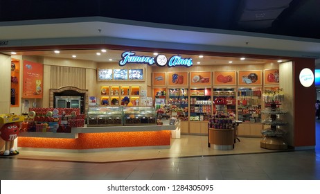 Sepang / Malaysia - December 11 2018: Famous Amos Shop In KLIA2. Famous Amos Is A Brand Of Cookies Founded In Los Angeles In 1975 By Wally Amos.