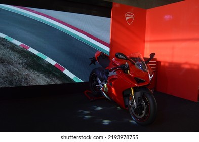 Sepang, Malaysia. Ducati Panigale V4 S Motor At Ducati Booth, Sepang International Circuit On November 1, 2019.