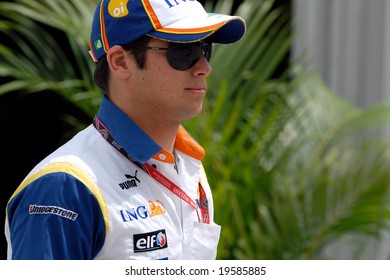 Sepang, Malaysia : Nelson Piquet Jr, Driver Of Renault F1  Racing  Team During Malaysian F1 Grand Prix In Sepang 21-23 March 2008