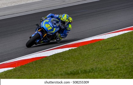 SEPANG, MALAYSIA - OCTOBER 30, 2016 : Team SUZUKI ECSTAR Rider, Aleix Espargaro During Shell Malaysia Motorcycle Grand Prix (GP) 2016.