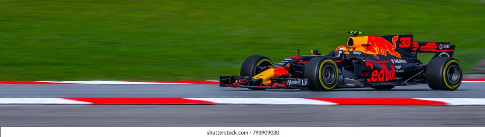 SEPANG, MALAYSIA - SEPTEMBER 30, 2017 : Max Verstappen of the Netherlands driving the (33) Red Bull Racing on track during the Malaysia Formula One (F1) Grand Prix at Sepang International Circuit.