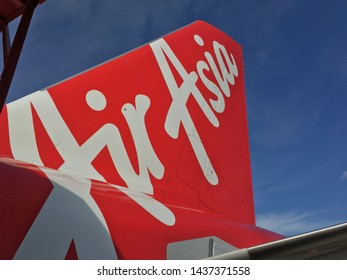 Sepang/Malaysia : June 29,2019 : A Close View Of Air Asia Airplane Rudder