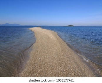 Separated Beach, Twin And Parting Sea With Sandy Walkway. The Beautiful Famous Popular Travel Landmark Of Andaman Sea Where Is Tourist Attraction For Holiday Trip, Weekend And Rest In Thailand, Asia.