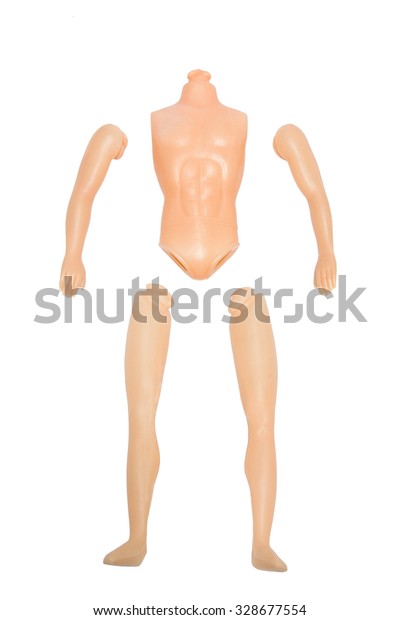 Separated Body Parts Of\
Male Doll Isolation