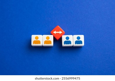 Separation of people. Separation concept. Create two new teams. Turn the group into pairs. Conflict resolution.