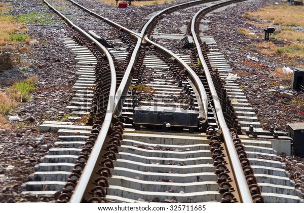 Separation Solid Tracks Parallel Transport Gravel Stock Photo (Edit Now ...