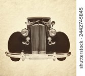 Sepia toned image of an early twentieth century luxury car