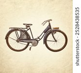 Sepia toned image of a vintage rusted blue beach cruiser bicycle