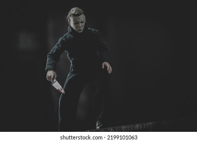 SEPT 5 2022: Halloween Film Franchise Slasher Michael Myers Looming With A Knife - Neca Action Figure 