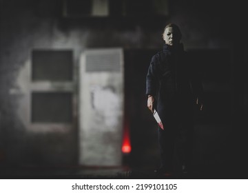 SEPT 5 2022: Halloween Film Franchise Slasher Michael Myers Looming With A Knife - Neca Action Figure 