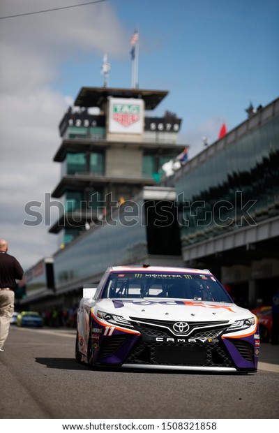 September 07, 2019 - Indianapolis, Indiana , USA: Denny\
Hamlin (11) gets ready to practice for the Big Machine Vodka 400 at\
the Brickyard at Indianapolis Motor Speedway in Indianapolis,\
Indiana .