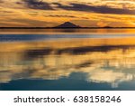 September 1, 2016, Mt Redoubt Volcano at Skilak Lake, spectacular sunset with extinct volcano in view, Alaska, the Aleutian Mountain Range - elevation 10,197 feet, Off Sterling Highway Rt 1