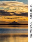 September 1, 2016, Mt Redoubt Volcano at Skilak Lake, spectacular sunset with extinct volcano in view, Alaska, the Aleutian Mountain Range - elevation 10,197 feet, Off Sterling Highway Rt 1