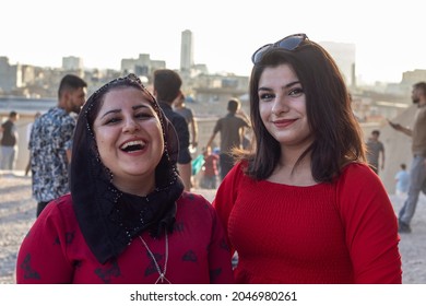 September 10, 2021 - Erbil, Iraq. Young Kurdish Women In Red Clothes.