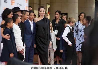 SEPTEMBER 11, 2017 - TORONTO, ON - Angelina Jolie, cast, and her children greets fans and walks the red carpet at the premiere of First They Killed My Father.  Toronto Film Festival