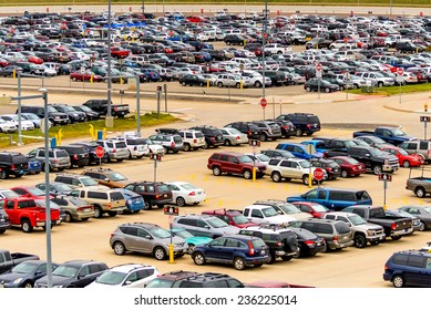 September 12, 2014: DIA, DEN, Denver International Airport - Parking Lot With Cars