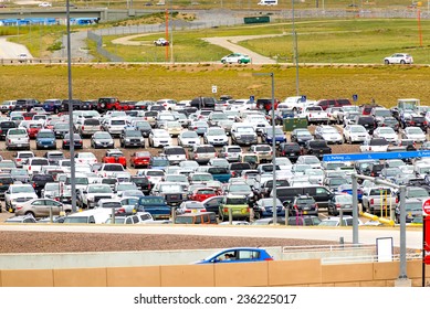 September 12, 2014: DIA, DEN, Denver International Airport - Parking Lot With Cars