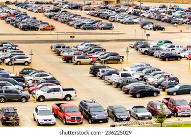 September 12, 2014: DIA, DEN, Denver International Airport - Parking Lot With Cars