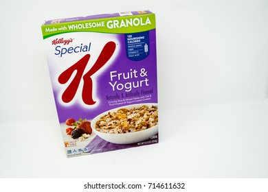 SEPTEMBER 12 2017 - Minneapolis, MN: Box Of Special K Fruit & Yogurt Cereal, Isolated On A White Background.