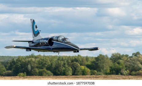 September 12, 2020, Kaluga Region, Russia. The Aero L-39 Albatros Training Aircraft Performs A Training Flight At The Oreshkovo Airfield.