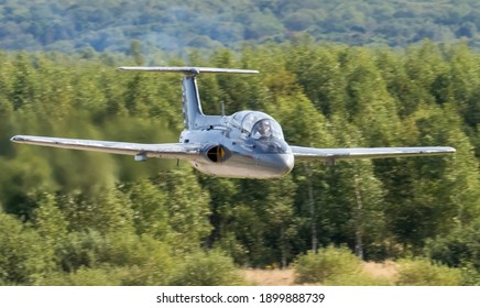 September 12, 2020, Kaluga Region, Russia. The Aero L-29 Delfin Training Aircraft Performs A Training Flight At The Oreshkovo Airfield.